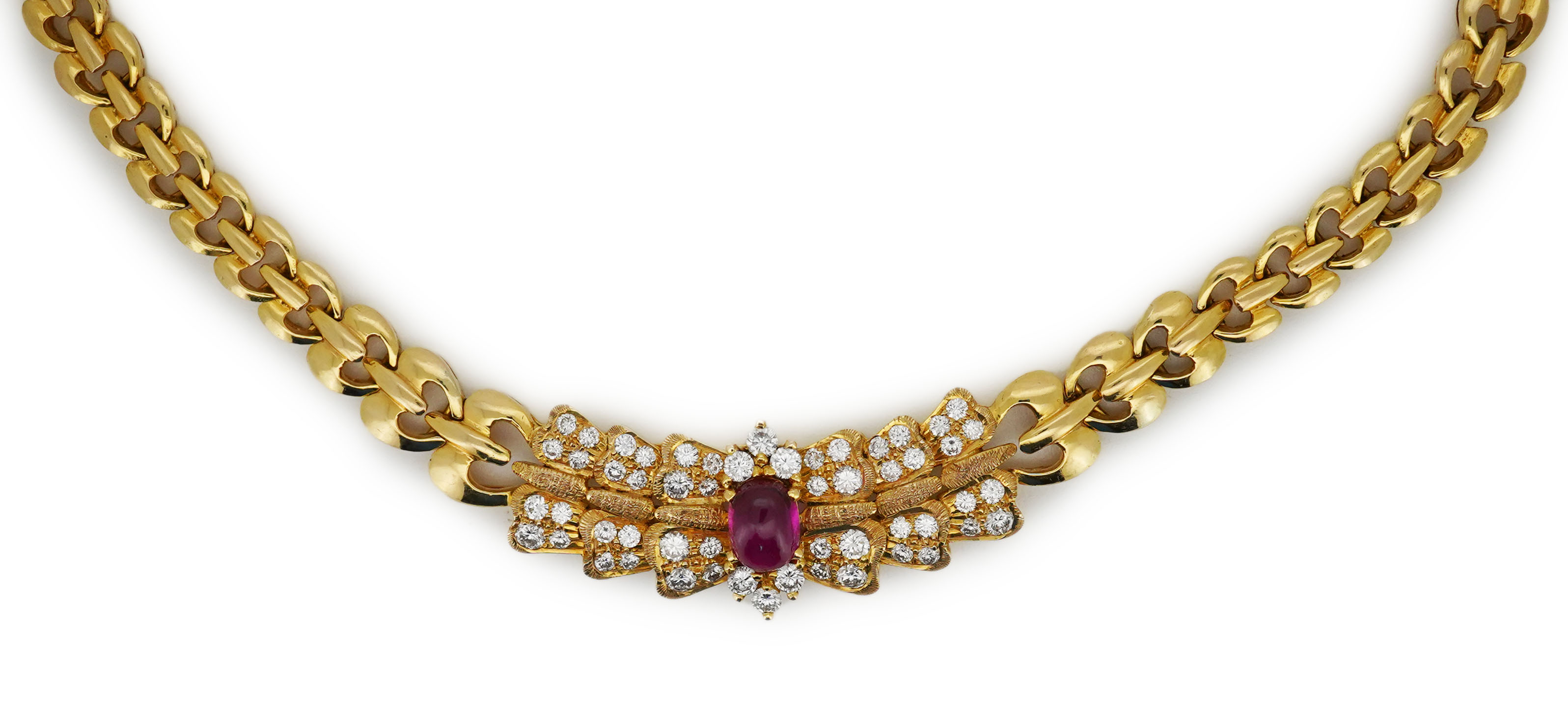 A diamond and synthetic ruby necklace